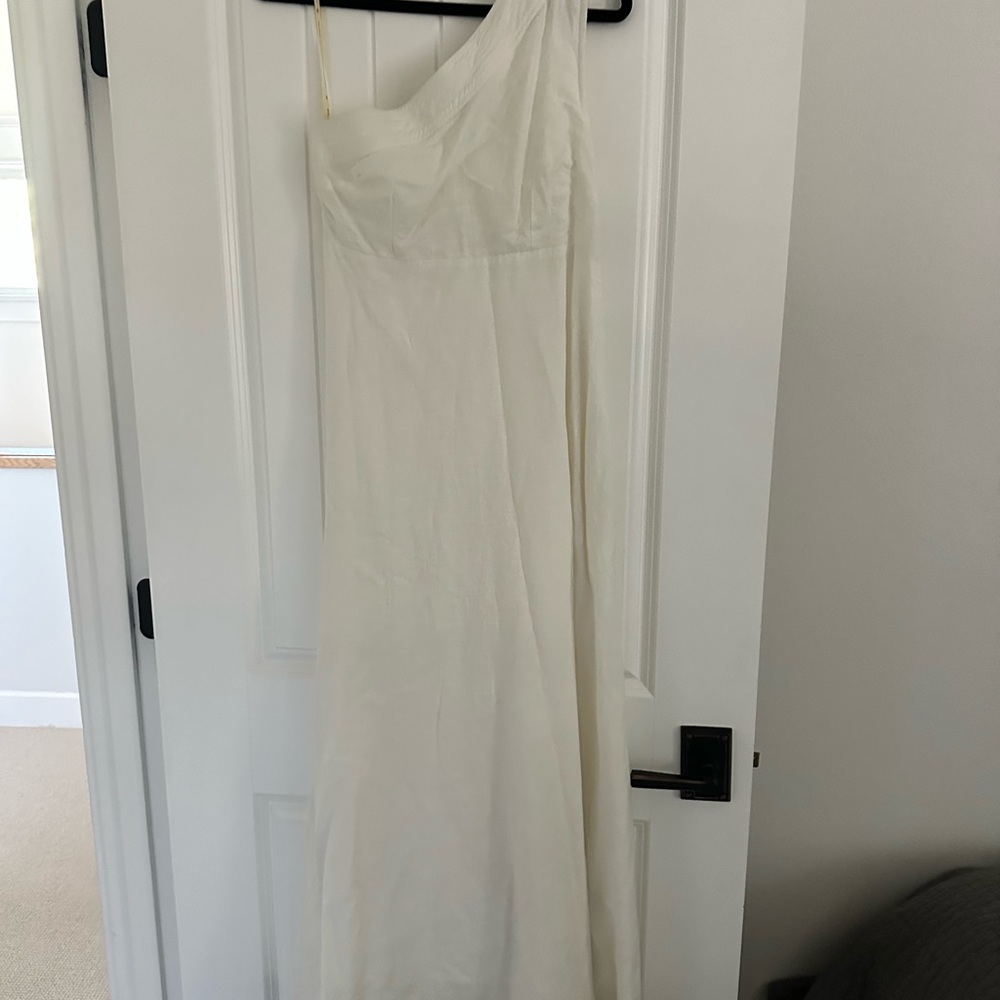 Anthropologie One-Shoulder Cream Gown